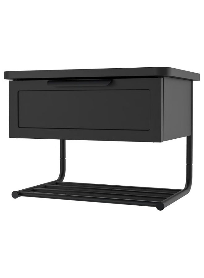 Wall-mounted bedside table, charcoal color, 42×29×31 cm - Image 1
